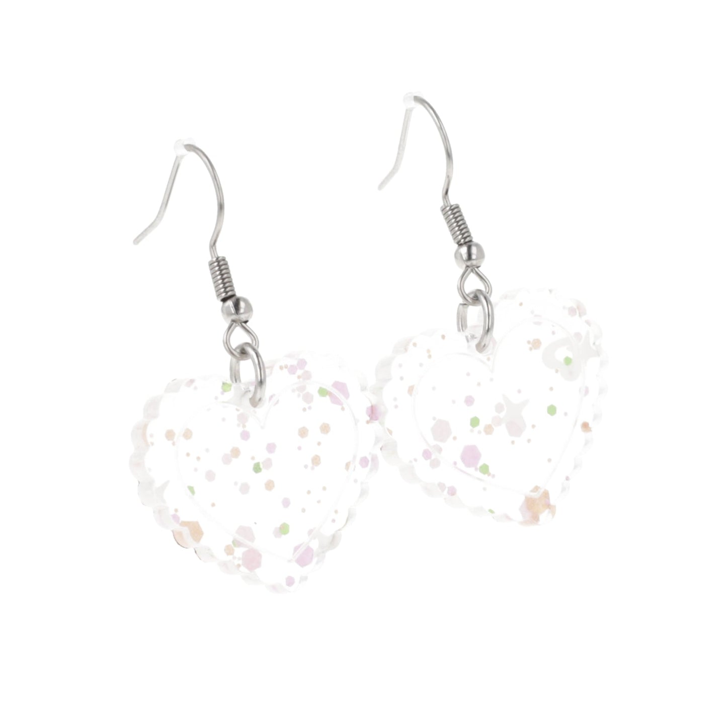 Pastel Confetti Heart Earrings