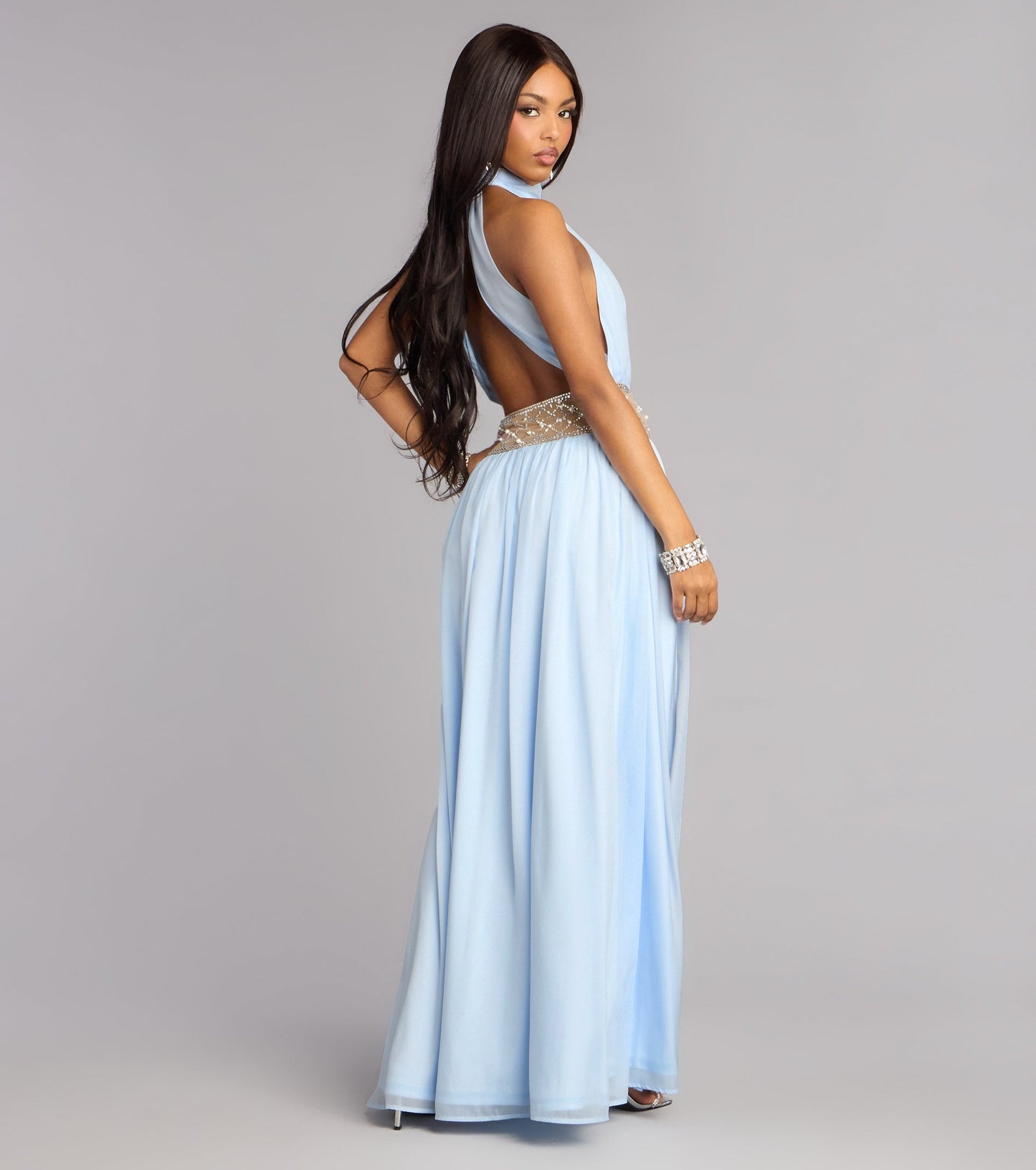 Monica Chiffon Embellished Formal Dress
