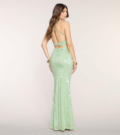 Elaine Jacquard Mesh Mermaid Dress