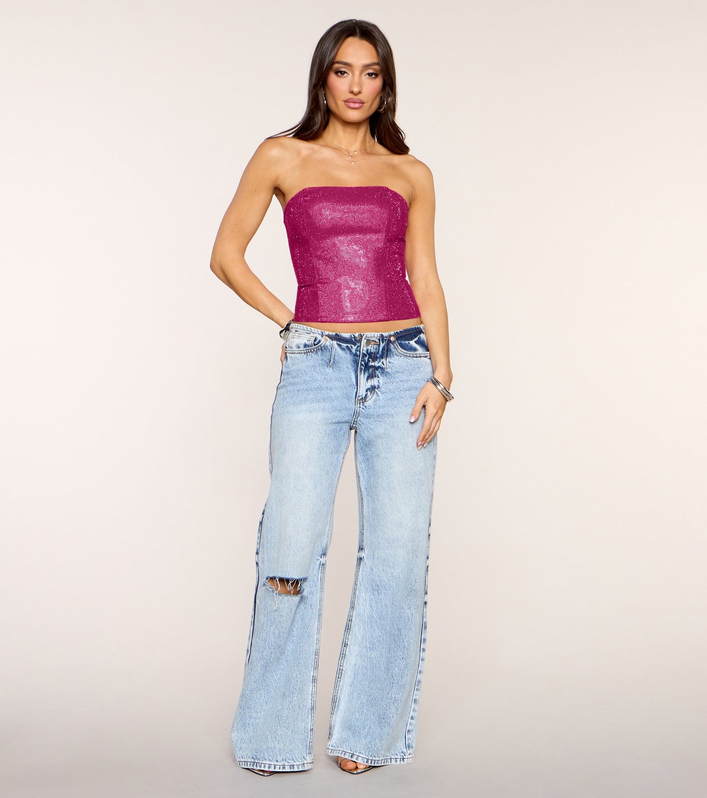 Glitz Game Tube Rhinestone Corset Top