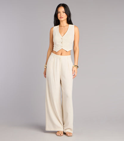 Effortlessly Polished Linen-Blend Cropped Vest
