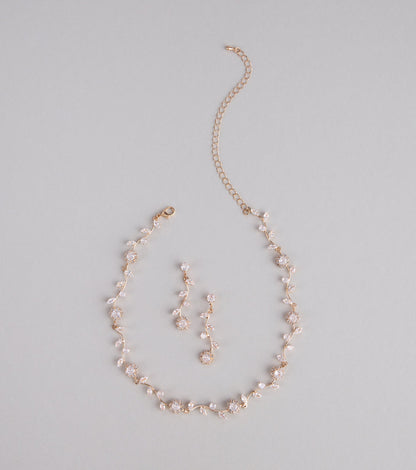 Floral Beauty Necklace And Earrings Set