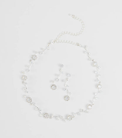 Floral Beauty Necklace And Earrings Set