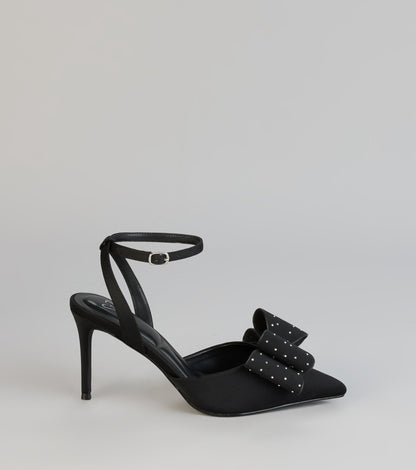 Glam Agenda Rhinestone Bow Pumps