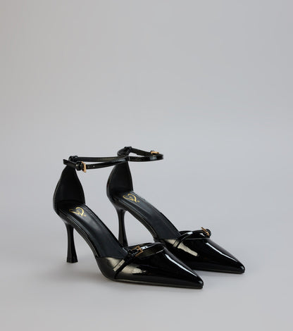 Point Taken Closed Toe Buckle Pumps