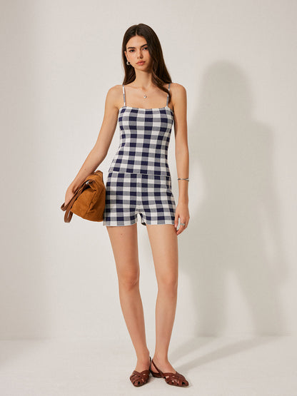 Checkerboard Knit Shorts Set