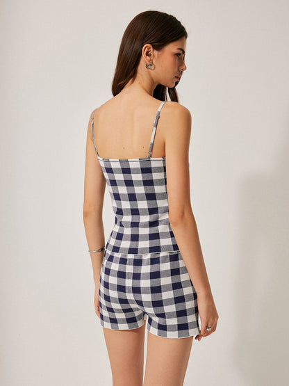 Checkerboard Knit Shorts Set