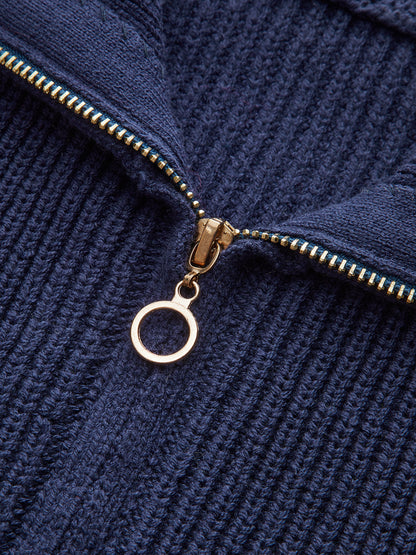 Zip Collared Knit Vest with Stitch Detailing