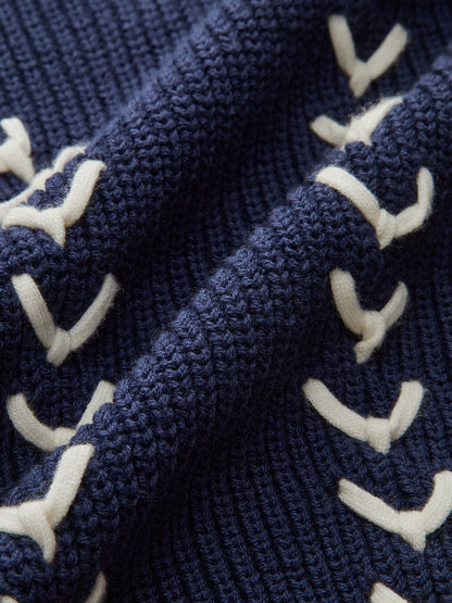 Zip Collared Knit Vest with Stitch Detailing