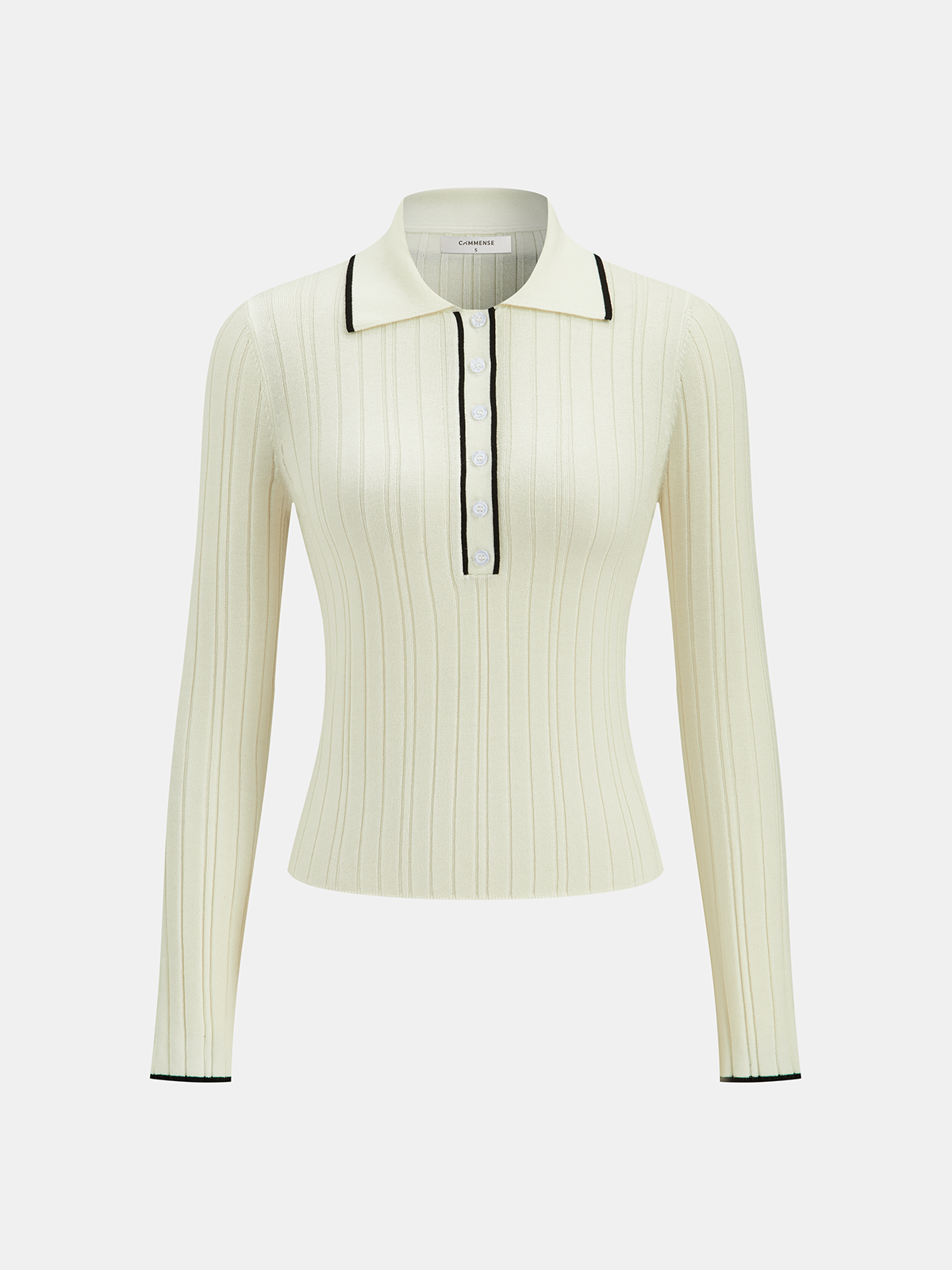 Contrast Trim Wool Blend Polo Neck Sweater