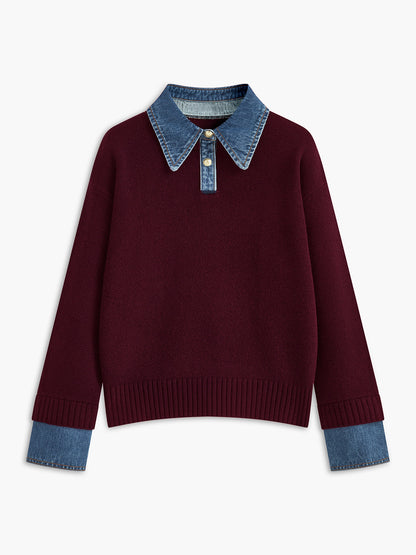 2 in 1 Panel Lapel Sweater