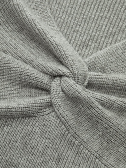 Twist Front Long Sleeve Cropped Knit Top