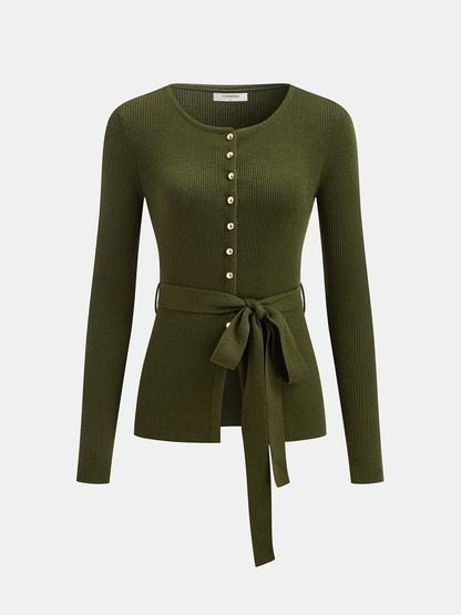 Wool Blend Belted Cardigan