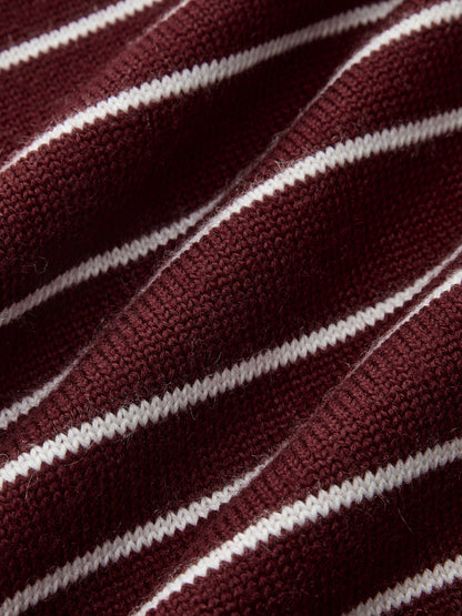 Striped Long Sleeved Knit Polo Top