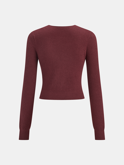 V-Neck Twist-Front Sweater