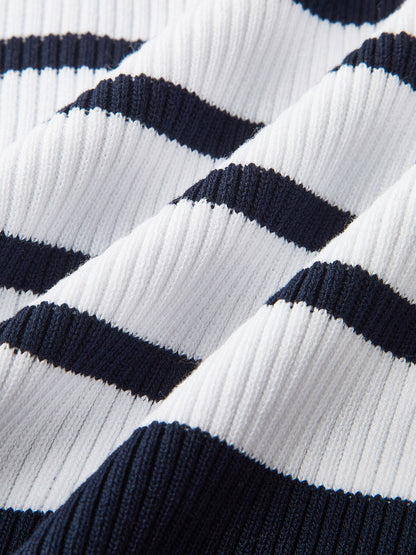 Striped Ribbed Knit Cardigan