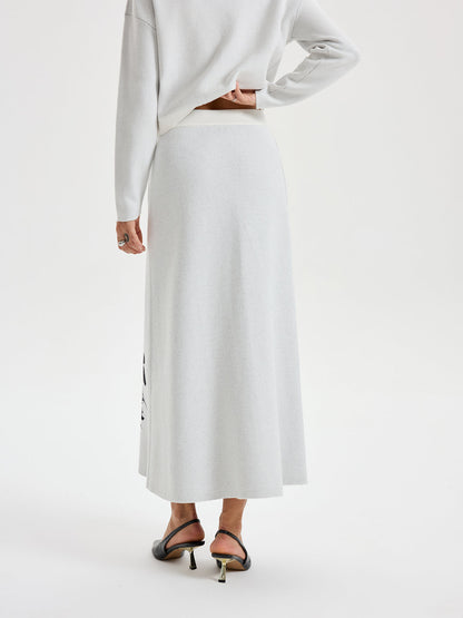 Ink-Wash Painting Pattern Knit Maxi Skirt