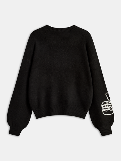 Floral Embroidery Wool-Blend Sweater