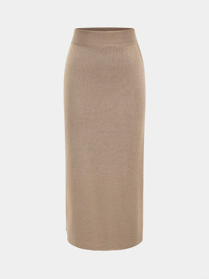 Knitted Peplum Top and Midi Skirt Set