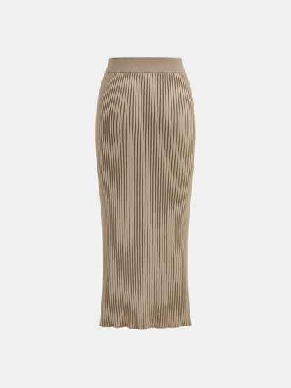 Mock Neck Cross-Over Crop Top and Midi Skirt Set