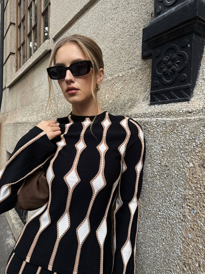Geometric Pattern Knitted Top