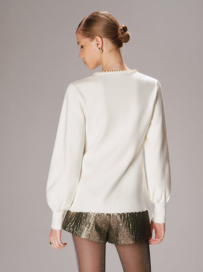 Pearl Trim Knit Cardigan