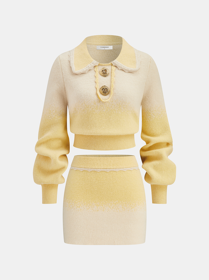Ombre Knitted Top and Mini Skirt Set