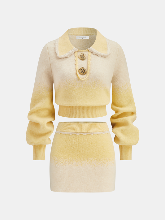Ombre Knitted Top and Mini Skirt Set
