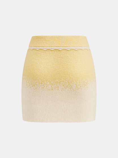Ombre Knitted Top and Mini Skirt Set