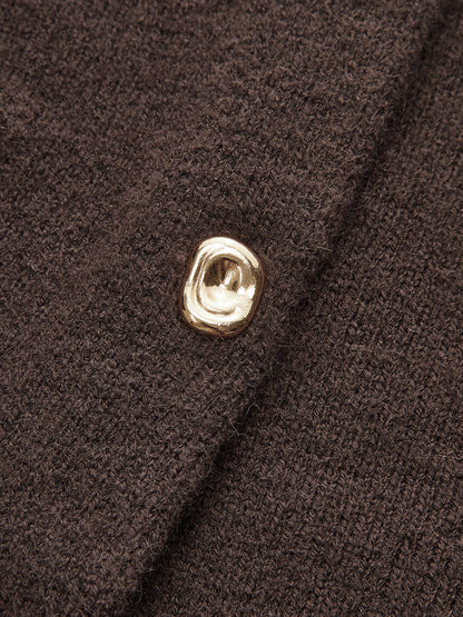 Lamb Sleeve Metal Button Knit Top and Skirt Set