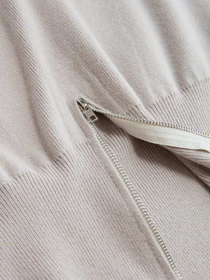 Zipper Cropped Sweater & Midi Skirt Set