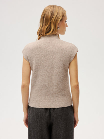 Mock Neck Sleeveless Knit Vest