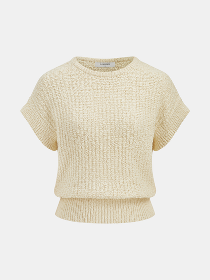 Textured Knit Top & Drawstring Mini Skirt Set