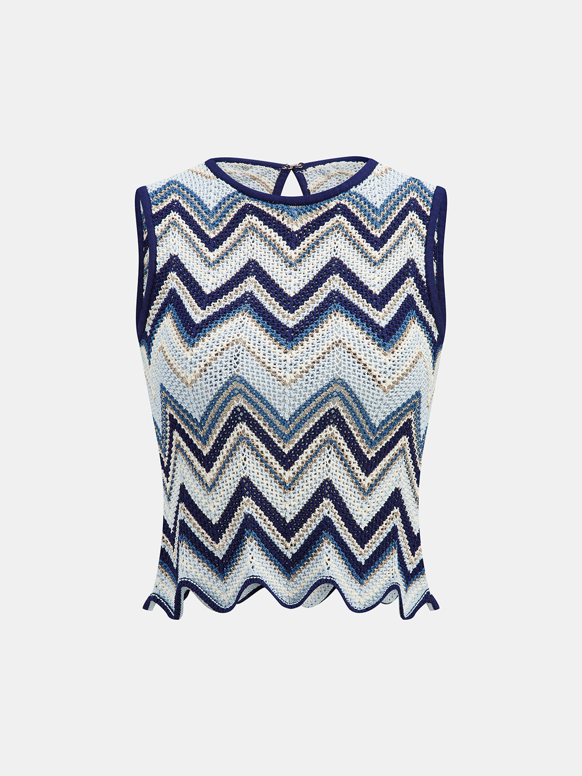 Zigzag Wave Crochet Sleeveless Knit Tank Top