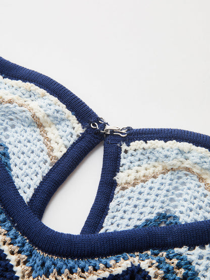 Zigzag Wave Crochet Sleeveless Knit Tank Top