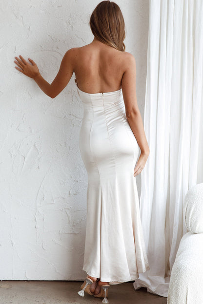 Tivoli Strapless Gathered Bust Midi Dress Champagne