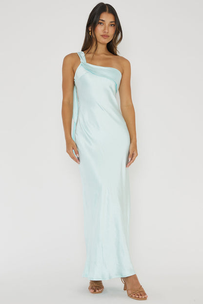 Carmel One-Shoulder Sash Maxi Dress Ice