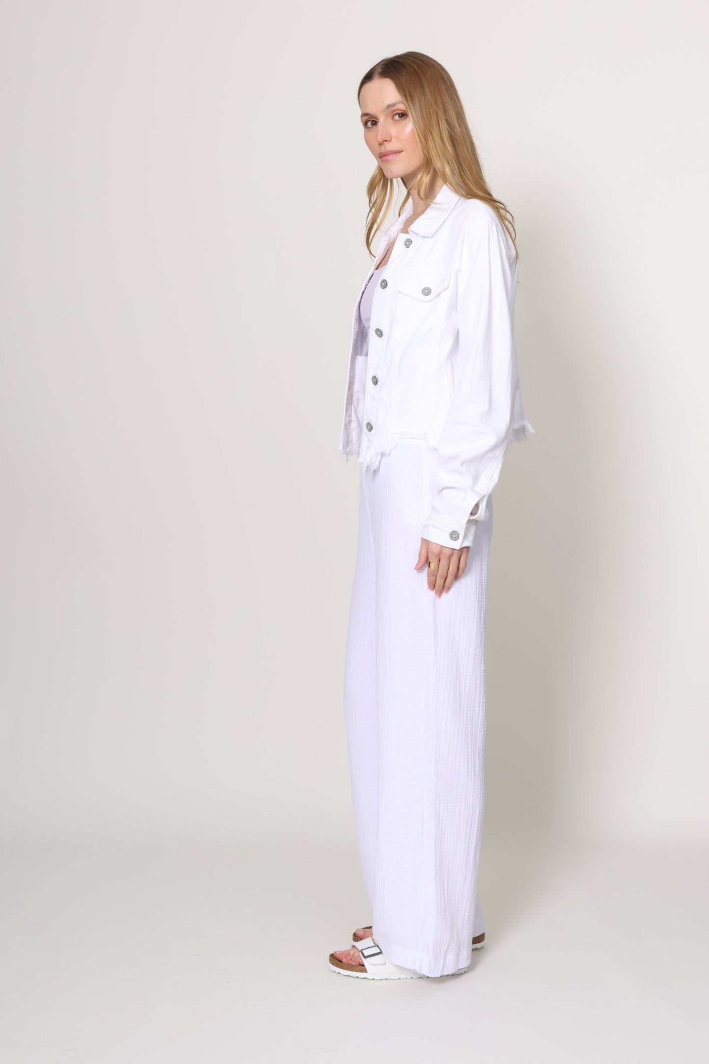 Cropped Fitted Jacket with Fray