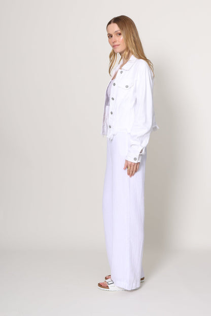 Cropped Fitted Jacket with Fray