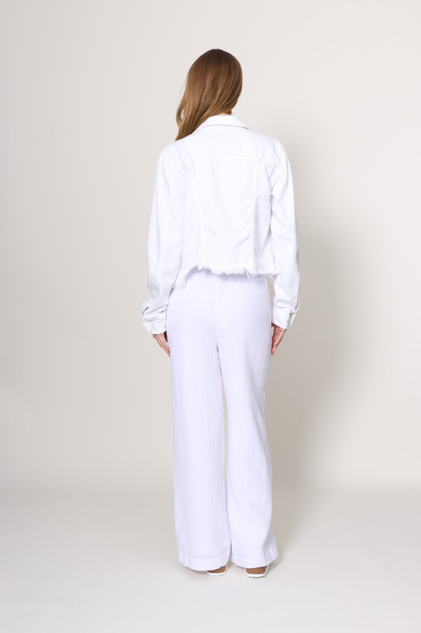Cropped Fitted Jacket with Fray