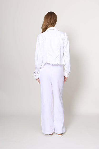 Cropped Fitted Jacket with Fray