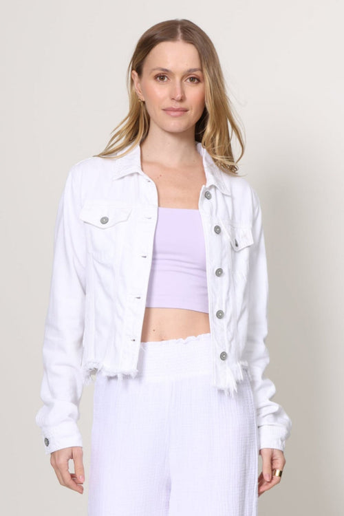 Cropped Fitted Jacket with Fray