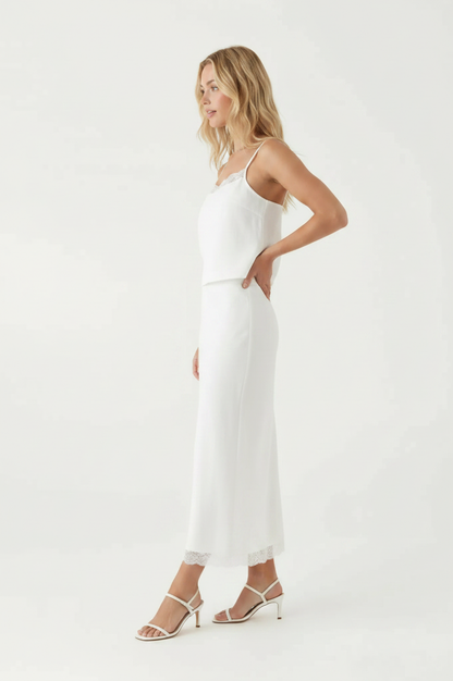 Everly Lace Trim Midi Skirt