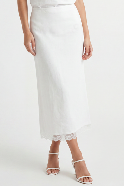 Everly Lace Trim Midi Skirt