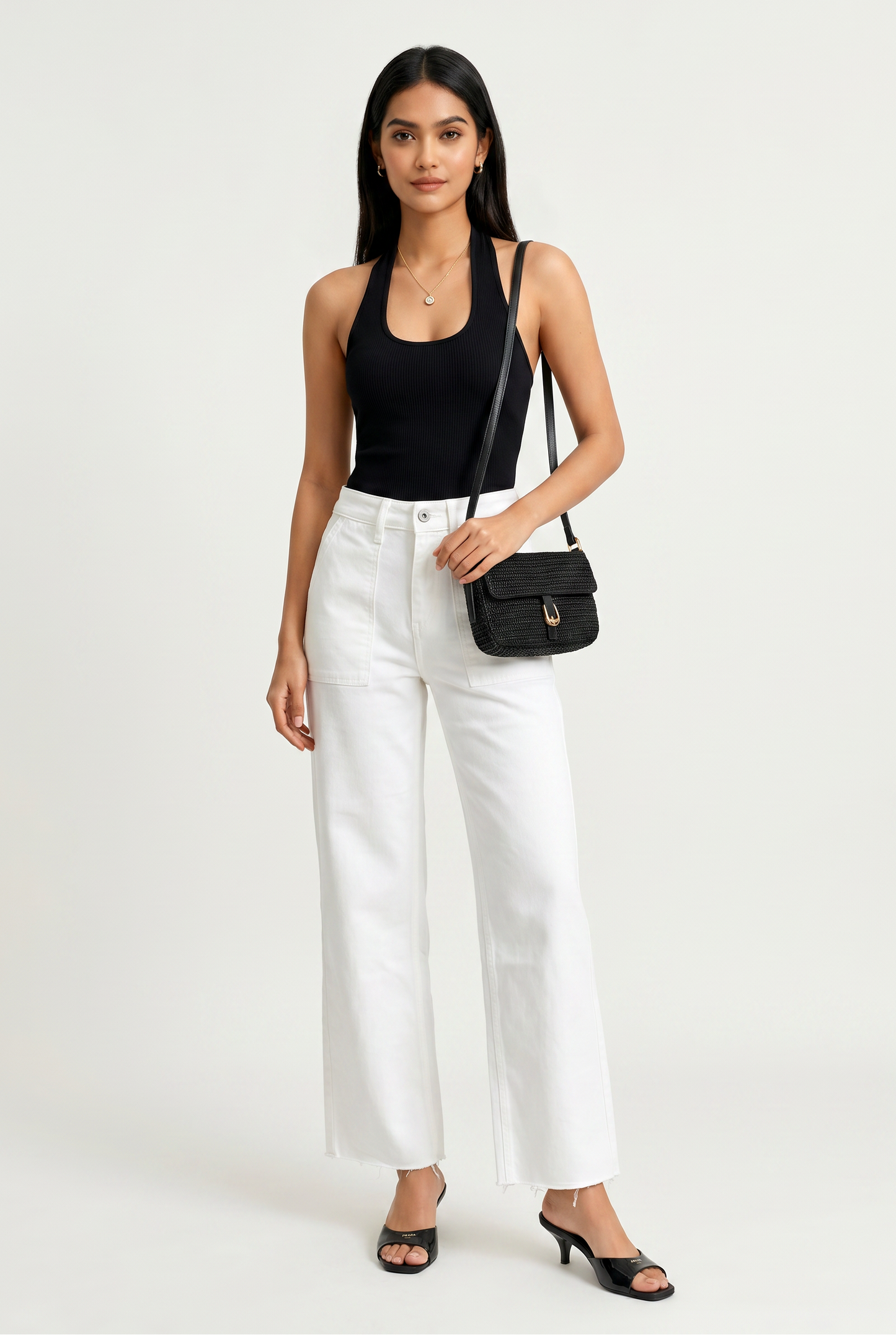 High Rise Wide Leg Raw Hem