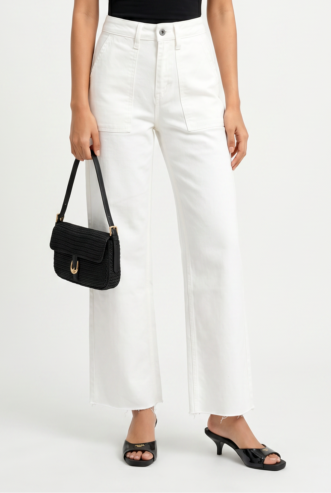 High Rise Wide Leg Raw Hem
