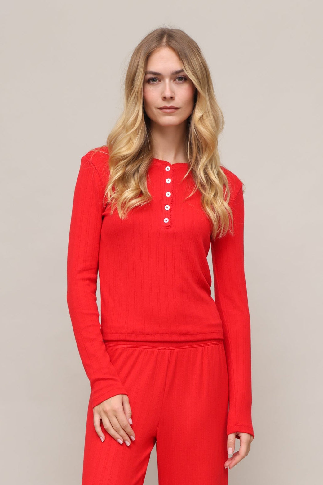 Holly Pointelle Long Sleeve Top