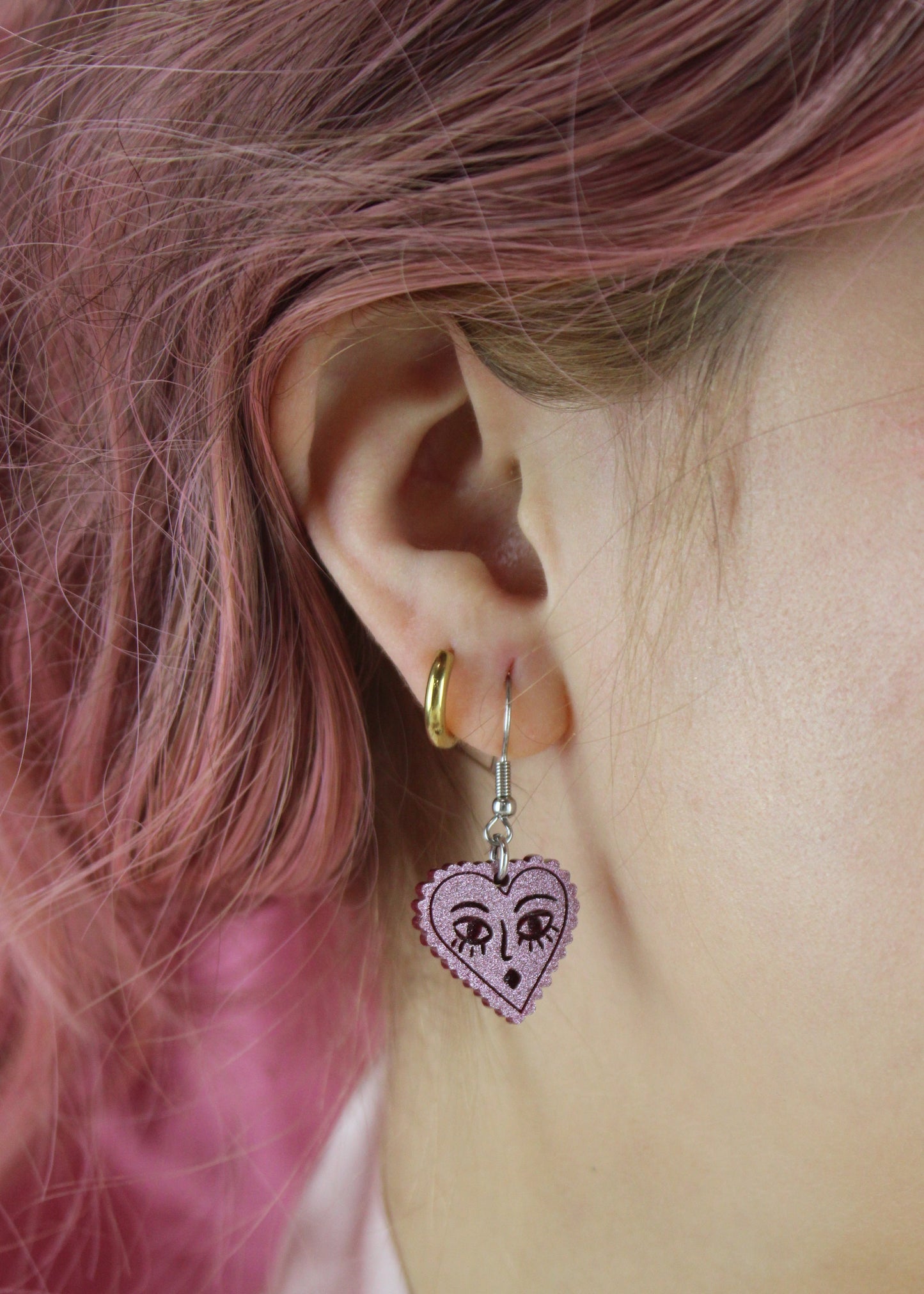 Ooh La La! Heart Face Earrings