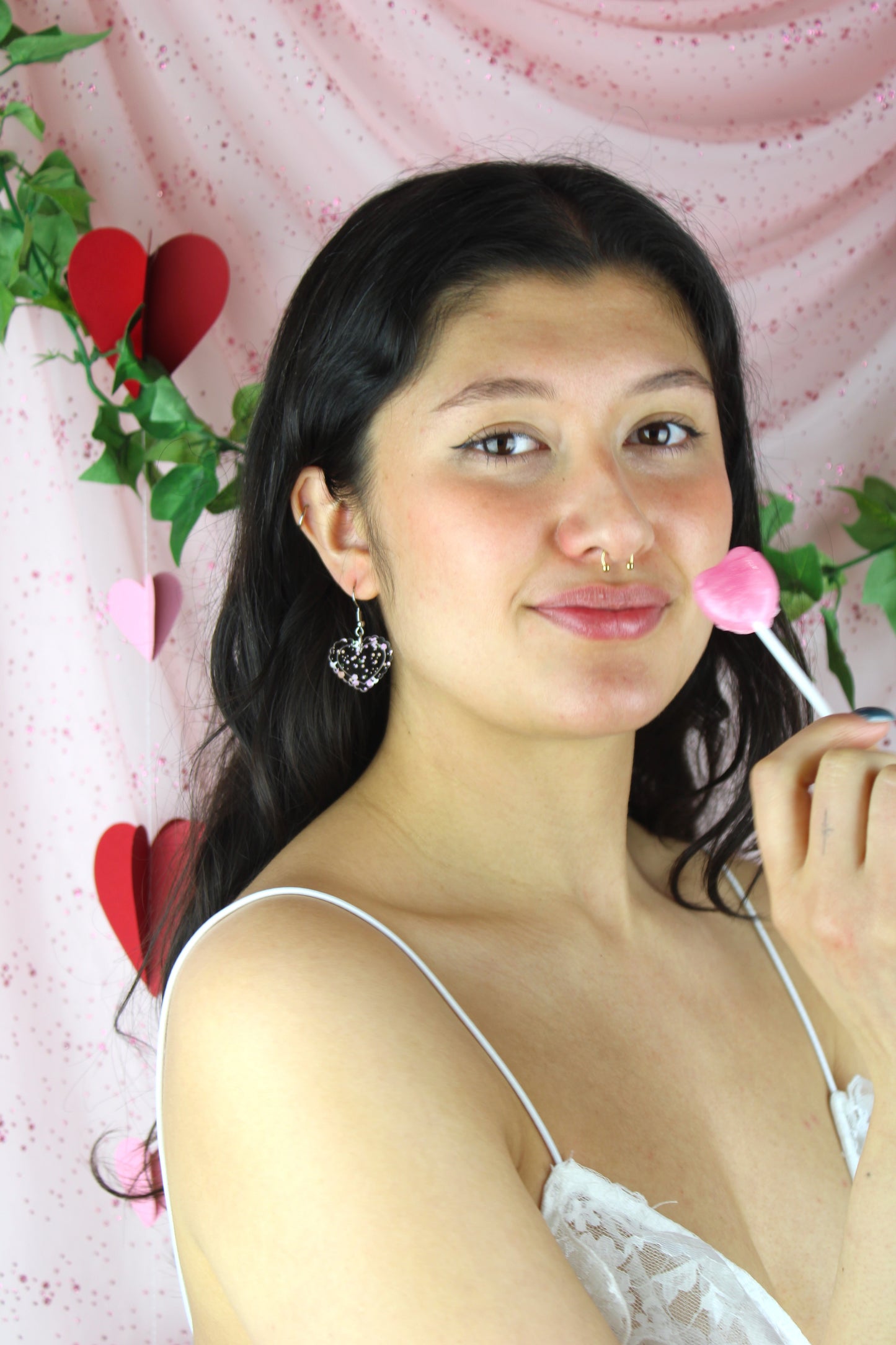 Pastel Confetti Heart Earrings