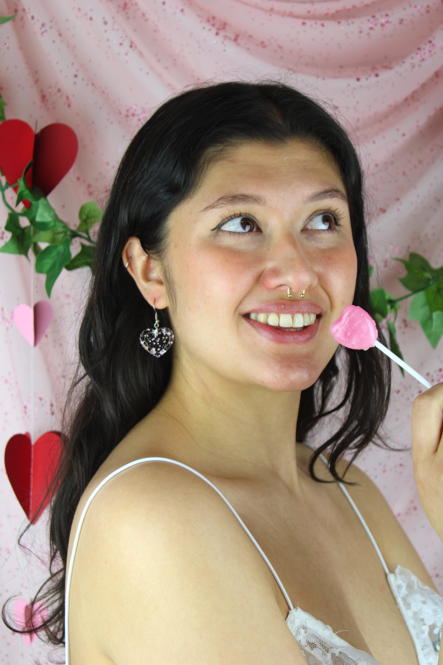 Pastel Confetti Heart Earrings